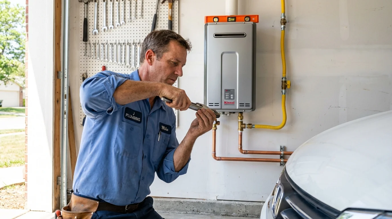Tankless water heater installation by a Johns Plumbing LLC plumber in Comfort